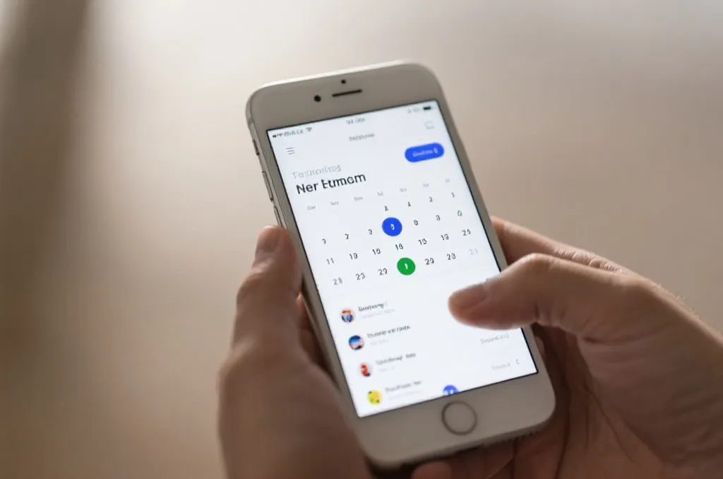 A clean smartphone calendar application interface displaying scheduled sports events with minimalist icons