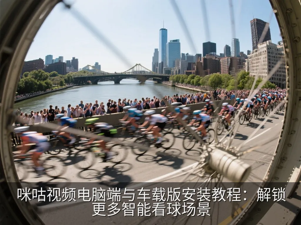 一辆停在安静营地的无品牌新能源汽车,中控大屏上显示着抽象的体育直播界面,车窗外是温馨的露营灯光